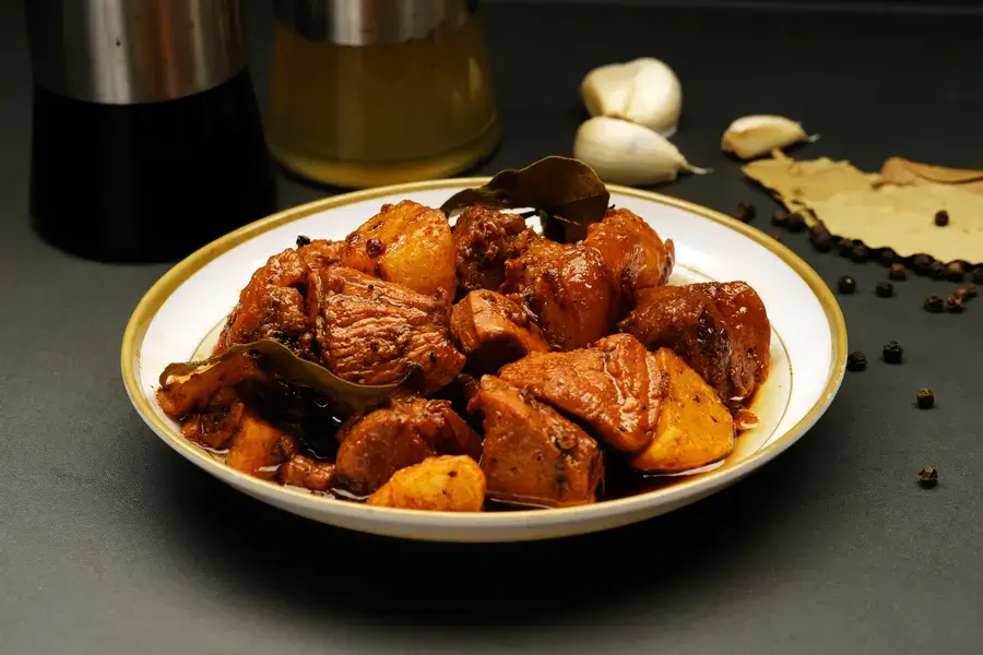 Chicken adobo served with rice